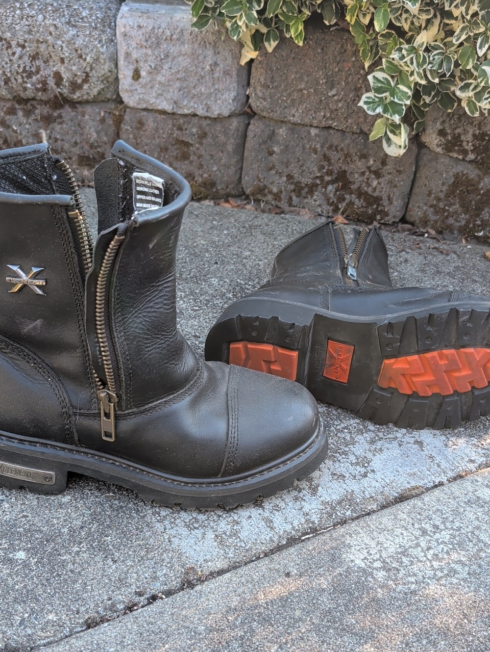 Black Leather Zip-Front Boots